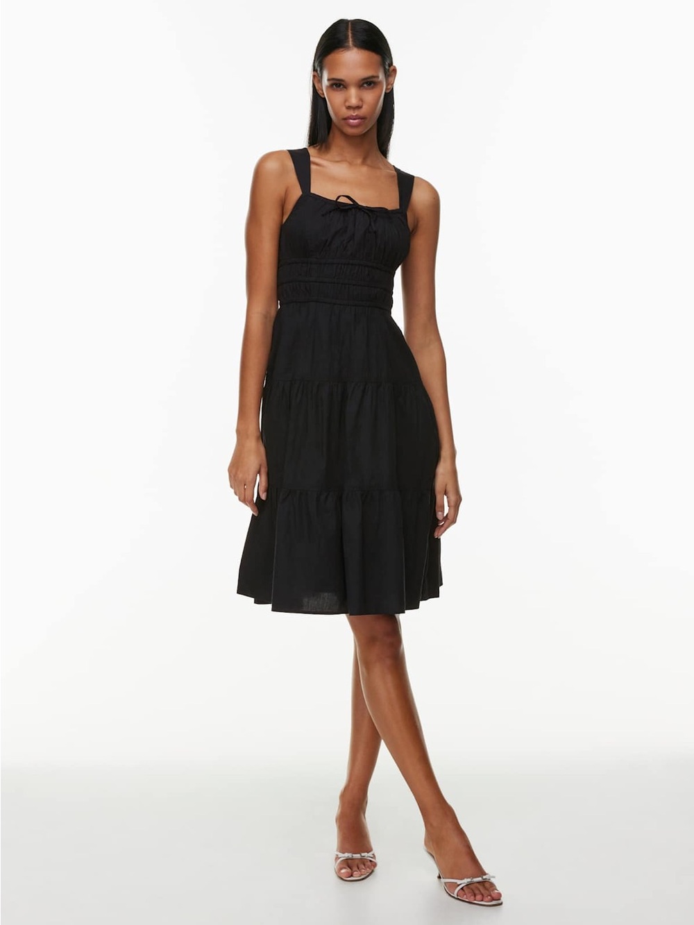 Aritzia Sunday Best Martine Tiered Poplin Smocked Mini Dress
